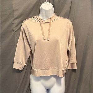 Zara Neutral Beige Cropped Hoodie Pullover